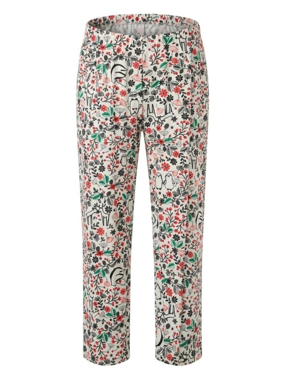 NWT Hue Pull On Pajama Pants Sz XL Gray Floral Bird Print Lounge Sleepwear